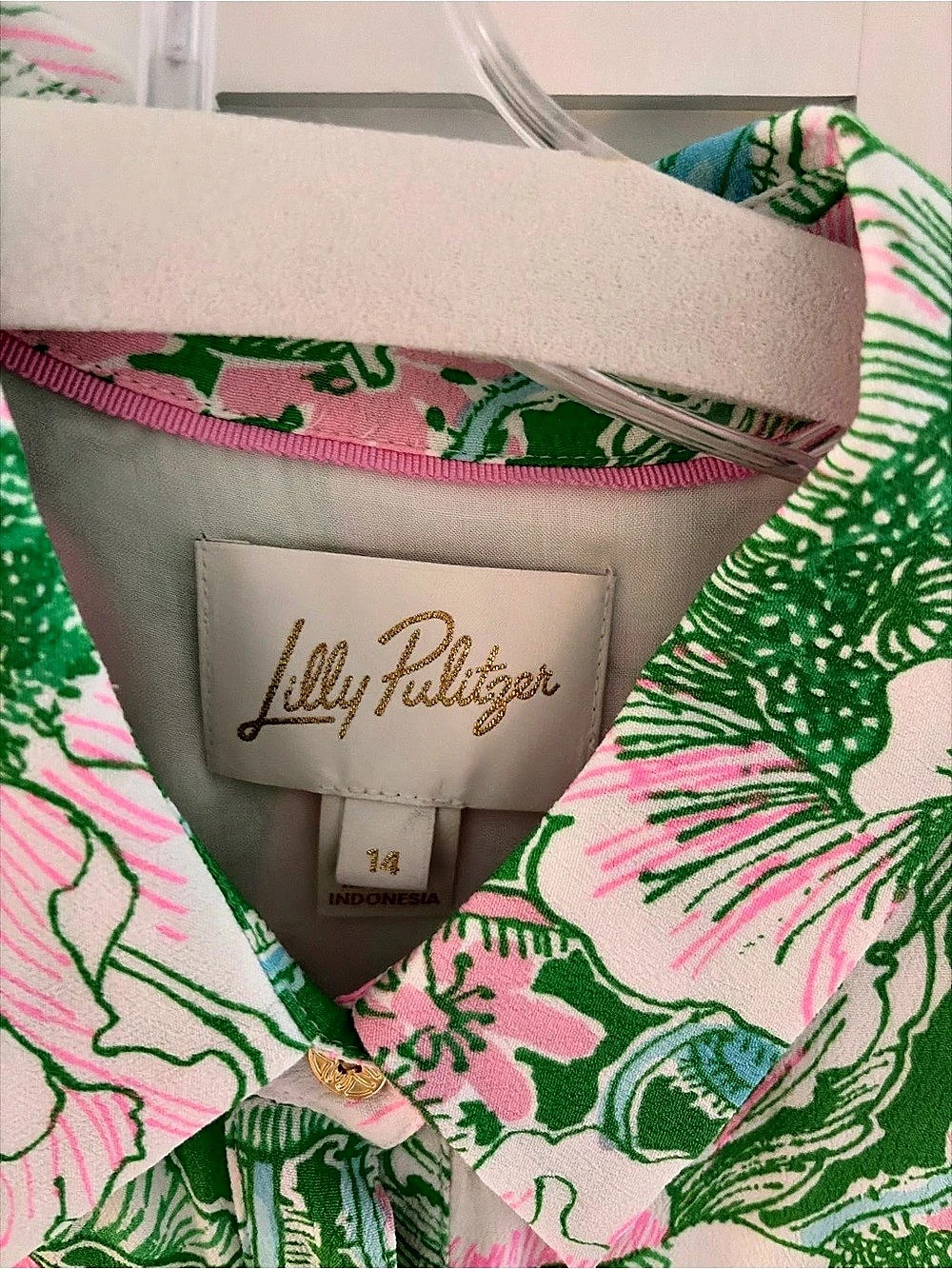 Lilly Pulitzer Floral Midi Dress in Green & Pink Size 14 - Picture 2 of 2